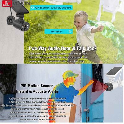 دوربین امنیتی خورشیدی تشخیص انسان JCVISION با باتری قابل شارژ و مشاهده از راه دور