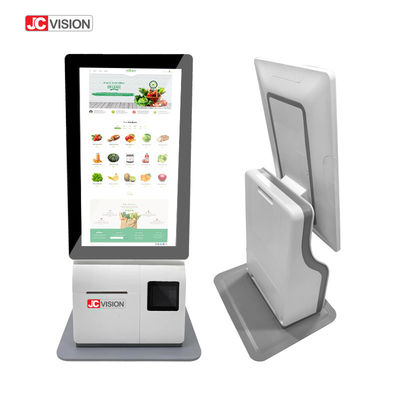 JCVISION سفید 15.6 اینچ خود سرویس چک کردن کیوسک اندروید 11.0 دستگاه POS دسکتاپ