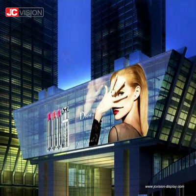 JCVISION روشنایی بالا شفاف صفحه نمایش LED شیشه پنجره دیوار ویدیو