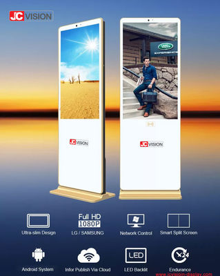 نمایشگر دیجیتال پایه دار اندروید/ویندوز با صفحه نمایش 65 اینچی سفید برای نمایش 4K - 7/24 D/H