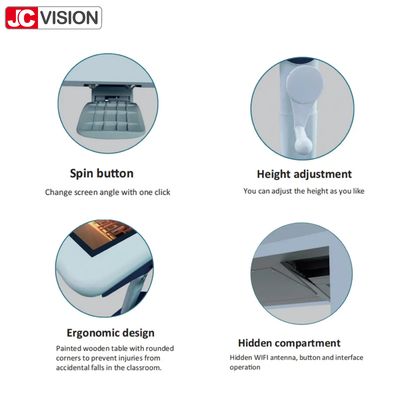 JCVISION اندروید 32 اینچ صفحه نمایش LCD 20 نقطه صفحه لمسی آموزش میز لمسی با تنظیم ارتفاع