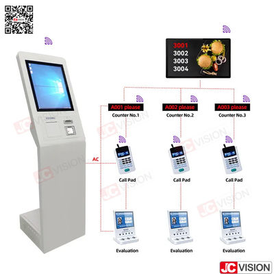 سیستم مدیریت صف سالن بانک JCVISION، دستگاه صدور بلیط، صفحه لمسی، دستگاه شماره صف، سیستم صف