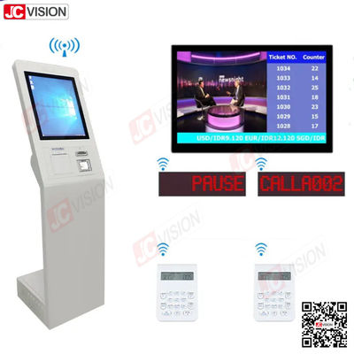 سیستم مدیریت صف سالن بانک JCVISION، دستگاه صدور بلیط، صفحه لمسی، دستگاه شماره صف، سیستم صف