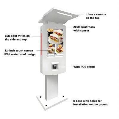 کیوسک 32 اینچی خروجی IP65 با کابینت آلومینیومی
