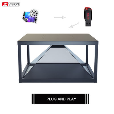 صفحه نمایش LCD شفاف 100x100 سانتی متر 360 هولوگرام هرمی سه بعدی با علامت دیجیتال LED