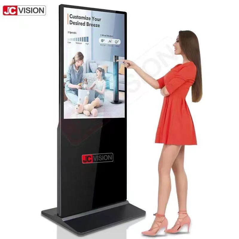 نمایشگر دیجیتال پایه دار اندروید/ویندوز با صفحه نمایش 65 اینچی سفید برای نمایش 4K - 7/24 D/H