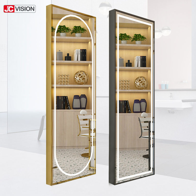 قاب آلومینیومی DIY آینه هوشمند دیوار صفحه لمسی آرایش آینه سالن مو