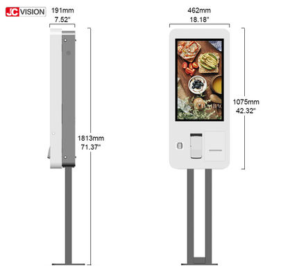 کیوسک صفحه لمسی 23 اینچی با پایه ایستاده، 250 نیت، 5 میلی‌ثانیه، 240 ولت AC برای پرداخت