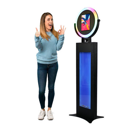 سر گرد Ipad Photo Booth استند ورق فلزی پایه با چراغ آکریلیک یخ زده
